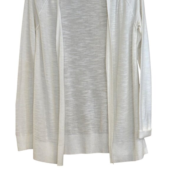 Loft Outlet Women's Open Front Slub Sweater Long Sleeve Sheer Ivory Size S - Picture 3 of 6